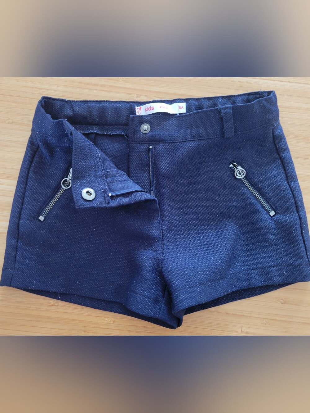 Girl 6Y Kids Navy Sparkle Short with Zip Pockets